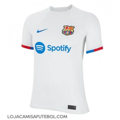 Camisa de Futebol Barcelona Equipamento Secundário Mulheres 2023-24 Manga Curta